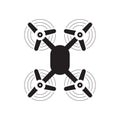 Drone icon. Quadcopter top view silhouette. Vector illustration